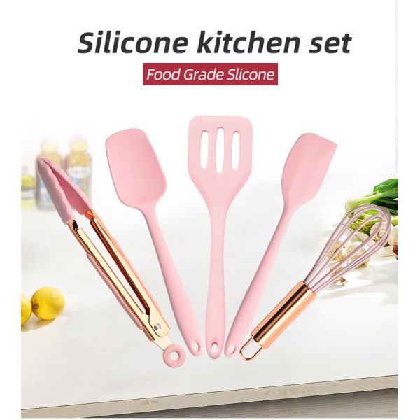 Silicone Baking Utensils Set 5Pcs Silicone Spatula Set Non-Stick Durable Silicone Cookware Cooking Kitchen Tools Set
