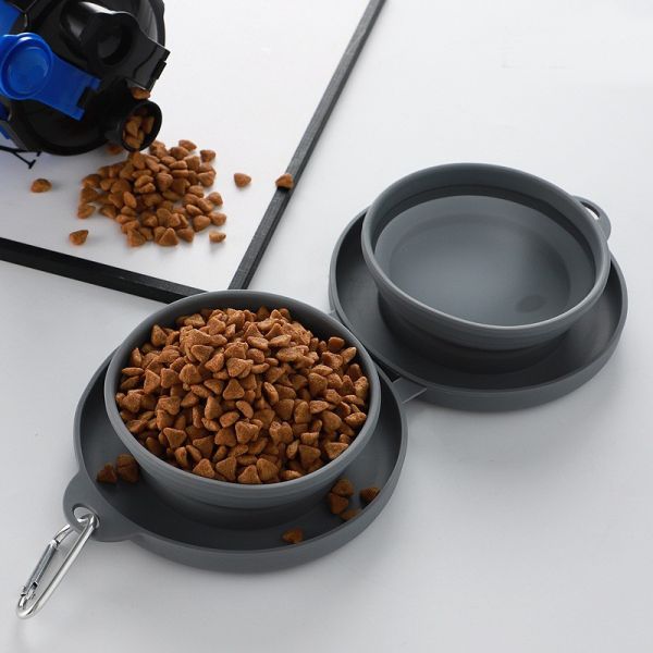 Amazon Outdoor Travel Pet Bowl Silicone Dog Bowl Cat Bowl Portable Folding Anti-Spray Cat Food Bowl Pet Food Bowl