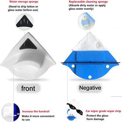 Plastic Double Sided Magnetic Window Cleaner Glass Wiper Cleaning Tool