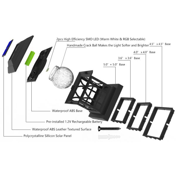 Solar Powered Fence Post Cap Lights Waterproof Square Solar Powered Deck Post Cap Lights