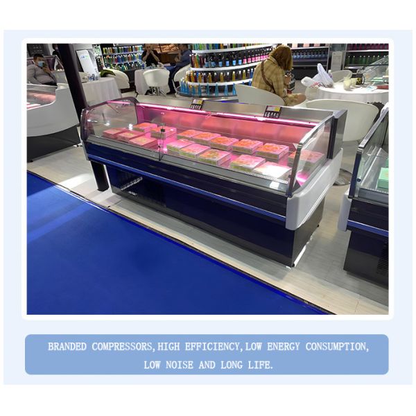 Single Temperature Meat Display Freezer Stainless Steel Food Counter Butcher Fridge