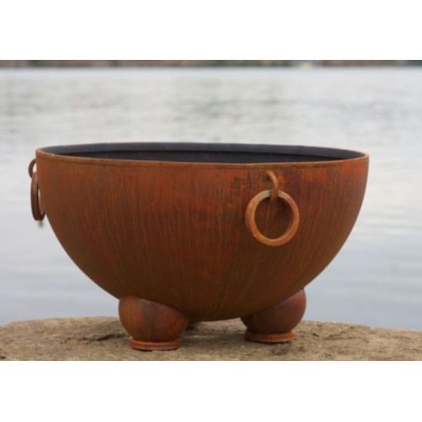 Outdoor Ancient Design Rusted Steel Fire Pit , Copper Fire Pit Bowl For Yard