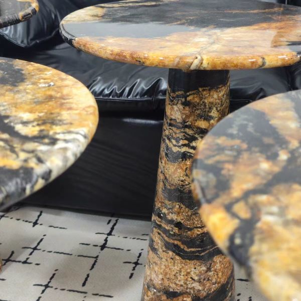 Brazilian Polished Multi Functional Round Marble Coffee Table Marble Top Side Table