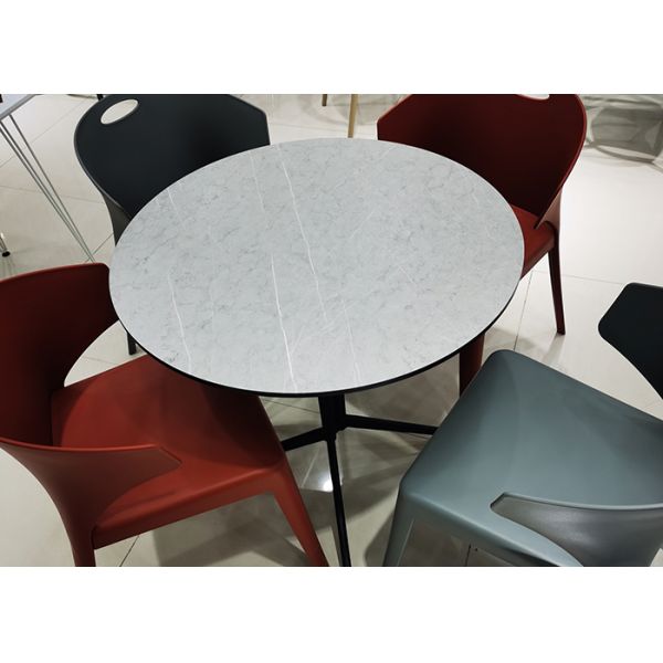 Recycled Metal Base Round Table High Top White Circle Coffee Table