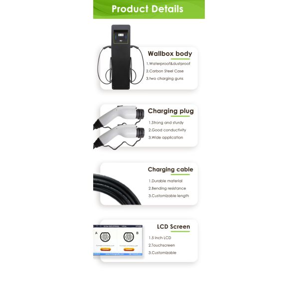 Ev charging station double gun GB/T 20234 7kw+7kw 32A Commercial OCPP 1.6J OEM ODM