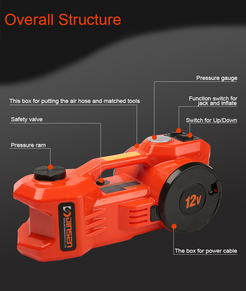 Hand Operated Automatic Hydraulic Jack For Car 150W With Battery Clip