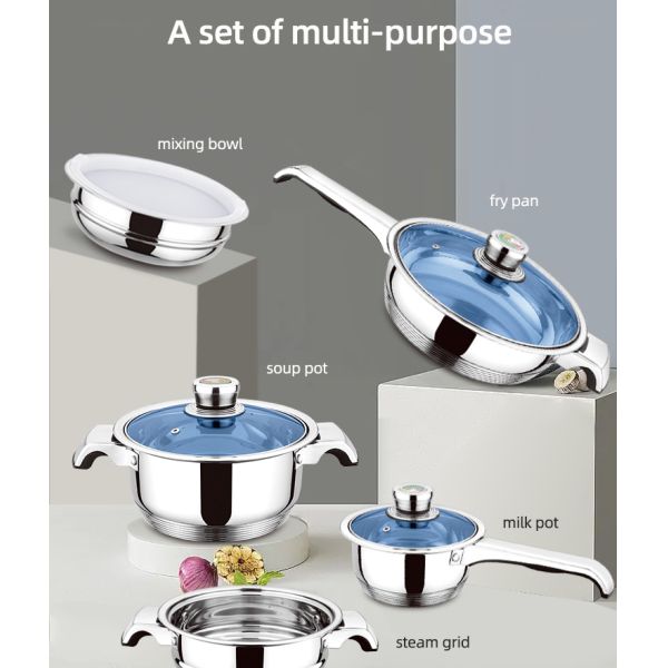 Multifunction Cooking Pots Stainless Steel Sets Cookware Pot And Pans Cookware Set With Thermometer