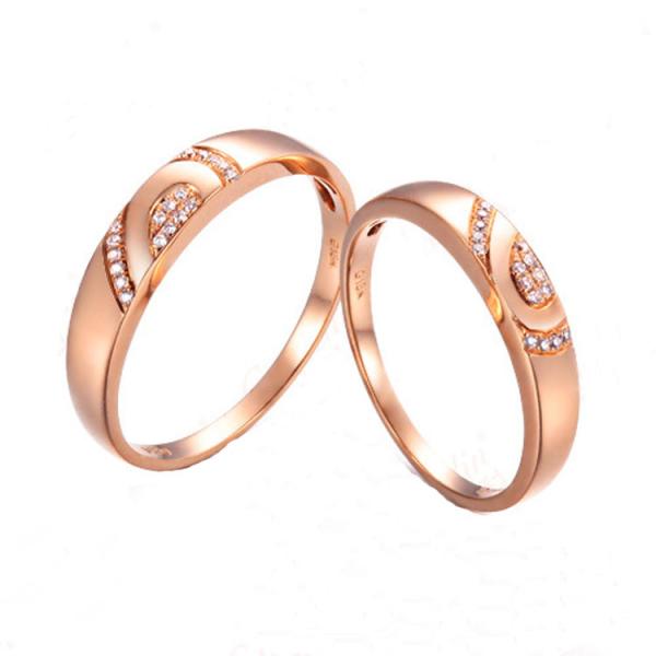 18K Rose Gold Diamonds Couple Wedding Ring (GDR012)