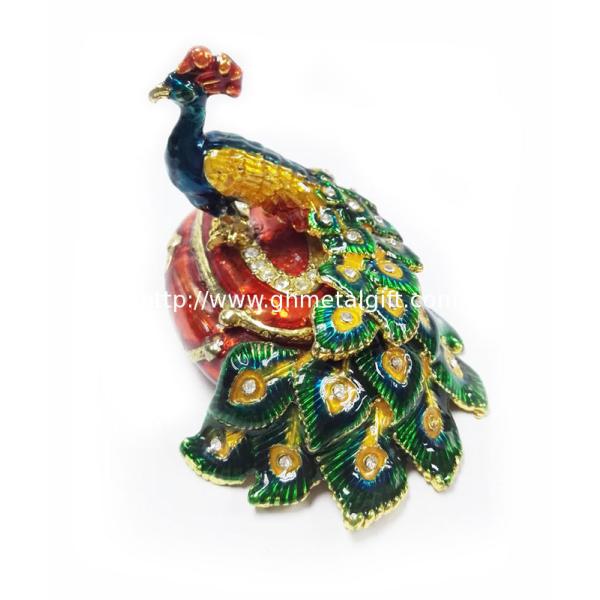 Fashion peacock shaped metal jewelry boxes peacock trinket box jewelry packing box