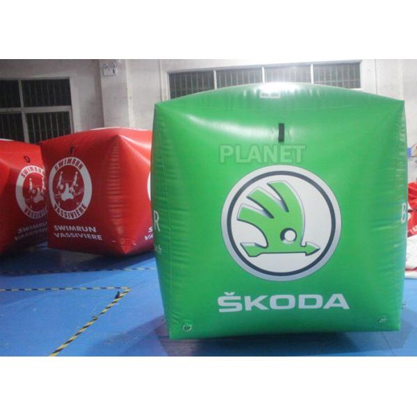 Green Square Shape Inflatable Race Marker Buoys For Swim Event EN71