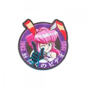 China Anime Charater Embroidered Hat Patches , Custom Patches For Caps Die Cut Border on sale