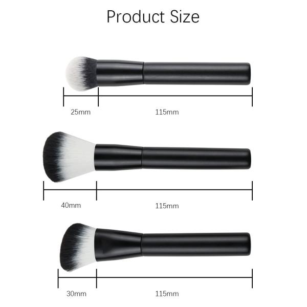 Private Label Oval Makeup Brush Set Wooden Handle Aluminum Black