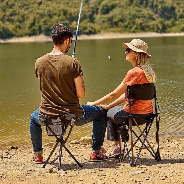 Portable Triangle Camping Fishing Chair, Tripod Stool With Backrest Fishing Camping Chair With Carry Strap