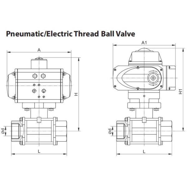 2 Way Pneumatic Actuator Ball Valve With Solenoid Valve Limit Switch