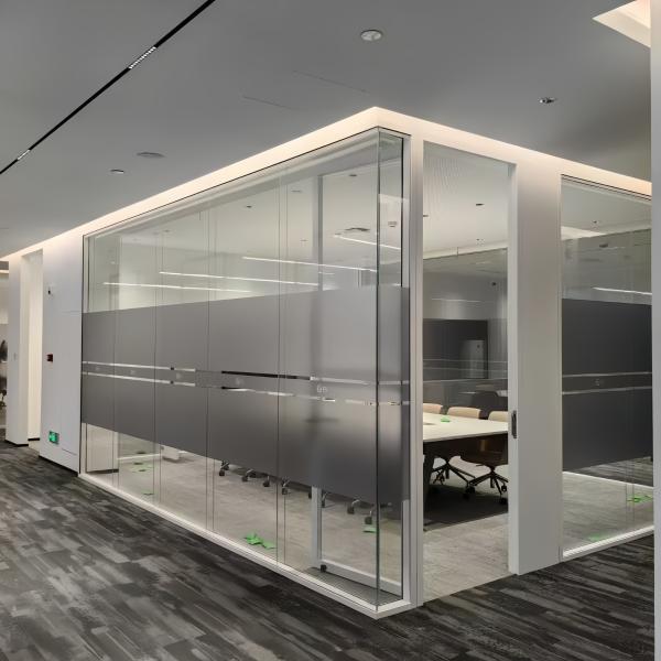 Tempered Glass Aluminum Partition Wall 108mm Soundproof 45dB