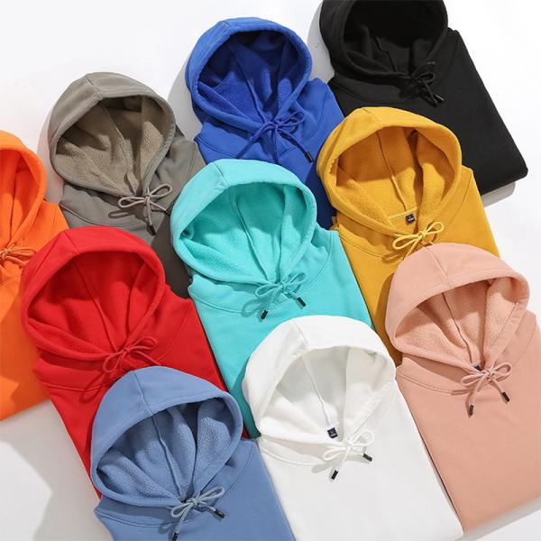 350g Thick Fleece Men Pullover Hoodies Winter Warm Sweatshirt With Hat