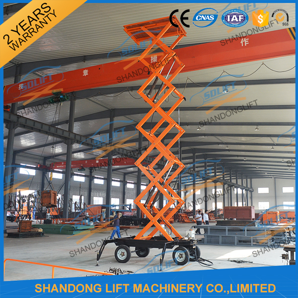 300kg 500kg Towed Mobile Mobile Platform Lift Electric Hydraulic 12m Lifting Height