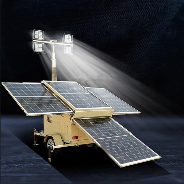 Portable Solar Light Tower Tilt 90° Electric Surveillance Light Tower Outdoor Light Tower