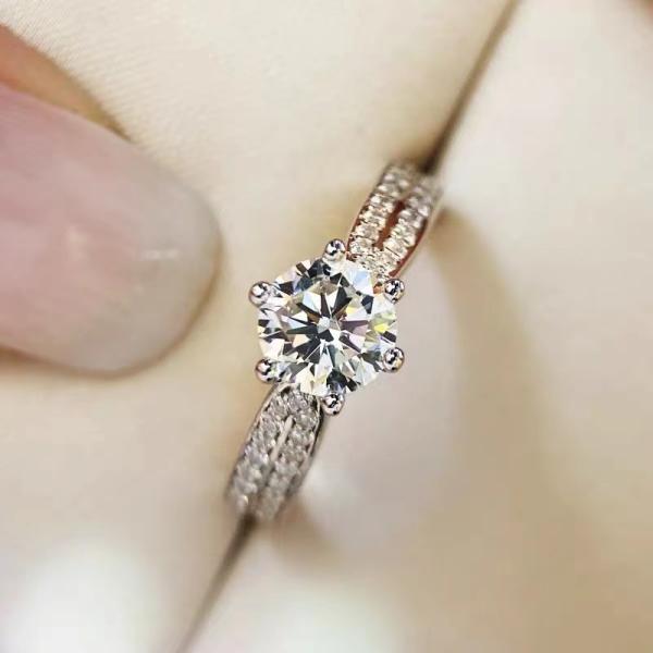 Fashion Moissanite Gold Stainless Steel Ring Silver Diamond Women'S Engagement Rings
