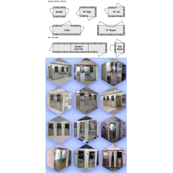 Aluminum Cleanroom Air Shower Cabinet Customizable Powder Coated Steel / SUS304
