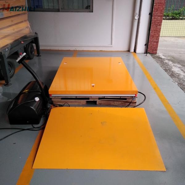 Yellow Electric Static Scissor Lift Table With Low Profile Hydraulic Pump