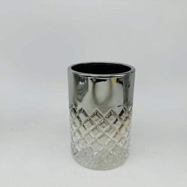 Glass bathroom accessories round shape with Ion plate and diamone pattern luxury bath accessories soap dish holder hand soap dispenser