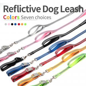 Quality Snap On Adjustable Dog Collar Nylon Braided Dog Rope Reflective Pet Leash wholesale