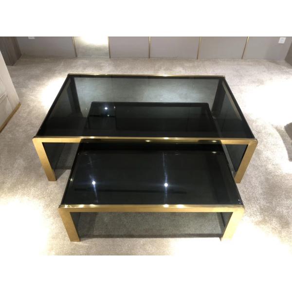 Vintage Rectangular Wooden Coffee Table Luxury Modern Furnitures Fancy Gold Brass Metal Wire
