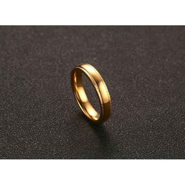 Women Men Gold Wedding Stainless Steel Rings 4mm High Polish Plain Gear Wheel Step Edges