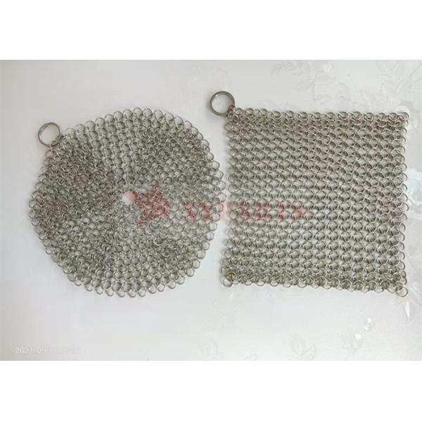 SS316L 10mm Ring Cast Iron Pan Chainmail 8" X 6" High Grade Stainless Steel