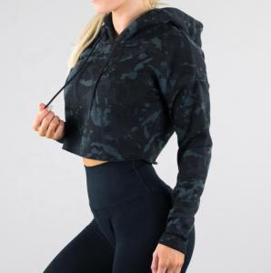 China 95% Cotton 5% Spandex Women'S Casual Hoodie Sports Activewear Camo Crop Hoodie on sale