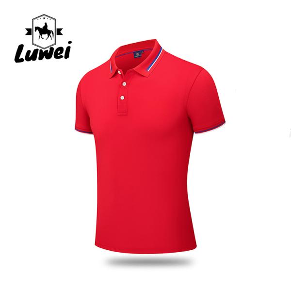 Quick Drying Embroidered Polyester Polo Shirts Textured Lapel Short Sleeve