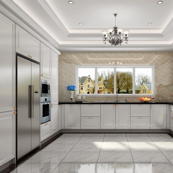 Close-up view of premium hardware on kitchen cabinet drawers
