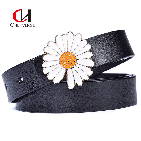 Flower Buckle Female Leather Belt Standard Length All Seasons