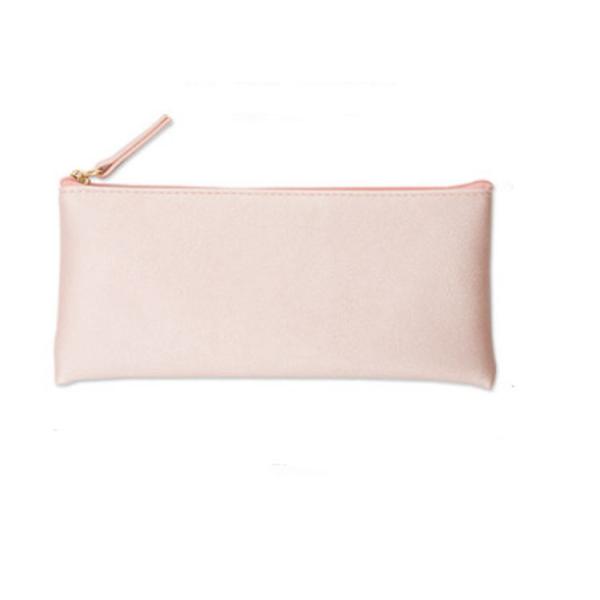Simple pen bag large capacity students simple creative PU leather carry-on handbag makeup pencil case