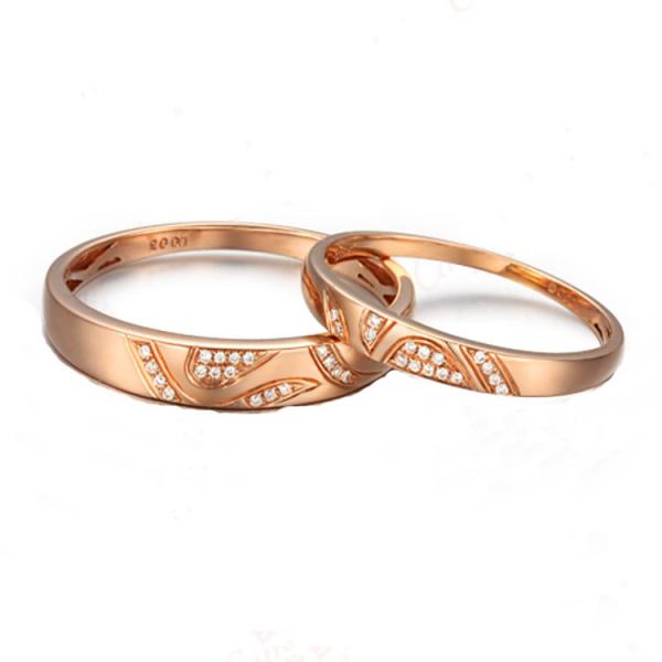 18K Rose Gold Daimonds Lovers Wedding Ring for Women and Men (GDR013)