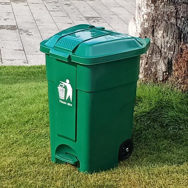 Outdoor 70L Kitchen Household Foot Trashcan Large Wheel Thickened Sanitation Bin Wheelie Bins with Lid