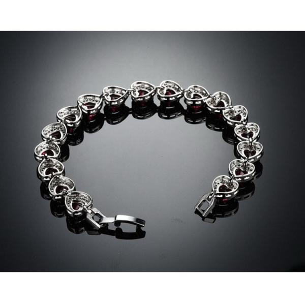 Fashion Platinum Plated Links Chain Heart Shape Red Cubic Zirconia Tennis Bracelet (JDS949RED)