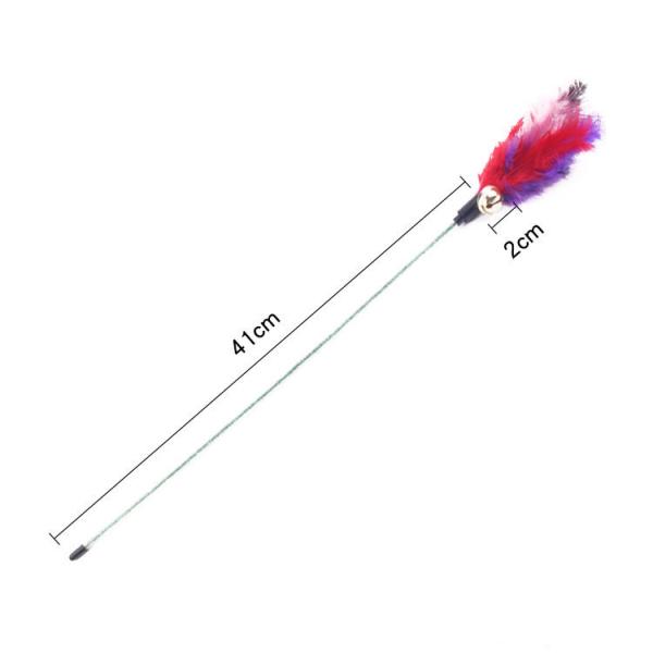 Lightweight Feather Teaser Cat Toy , Cat Feather Wand Customized Logo With Bell