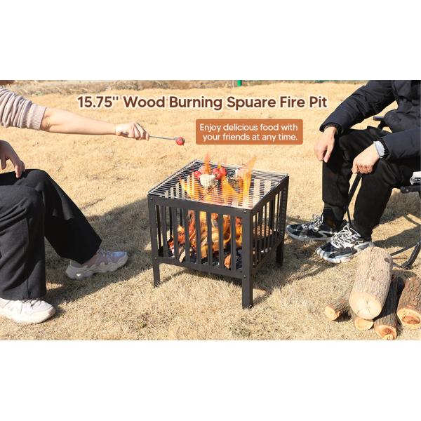 Portable Camping Wood Charcoal Burning Fireplace Weathering Steel Fire Pit for Outdoor