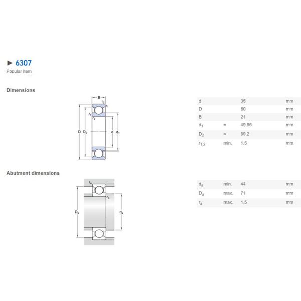 6307-2RS1 Deep Groove Ball Bearing Axial Load 35×80×21mm For Steel Industry