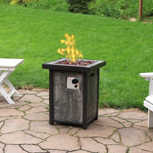 Outdoor Propane 53.8 Pounds Gas Square Fire Pit For Patio Or Garden - 25 Inches Tall