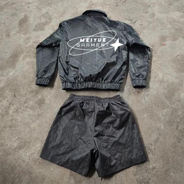 Custom Windbreaker Polo Shirts Shorts Elastic Waist 2 Piece Set Sweatsuits Nylon Polo T Shirt Shorts Pants Tracksuits for Men