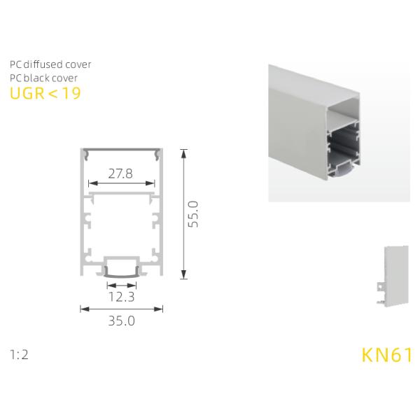 Spray Caoting H48.8mm Recessed Aluminium LED Profile IP20 For Ceiling Light