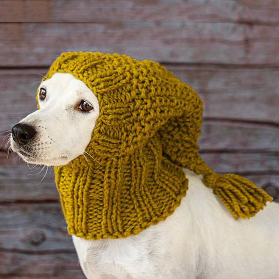 Y-Z Custom Pet Clothing Hats Warm Tassels Winter Wool Neck Ear Warmer Hand Knitted Dog Snood