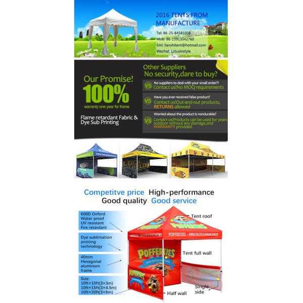 Anti UV Portable 3x3 Pop Up Marquee , Economical Custom Folding Canopy Tent