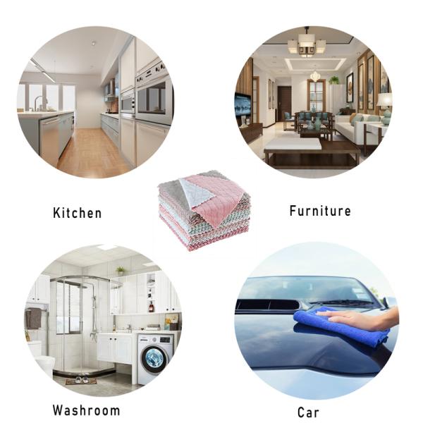 Fluffy Reusable Microfiber Cloths 300GSM 25X25CM Edgeless Kitchen Cleaning Cloth