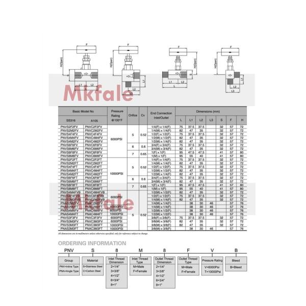 PNV High Pressure Hydraulic Ball Valve Stainless Steel / Carbon Needle Valve