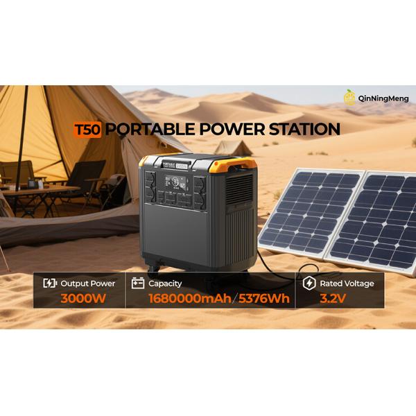 3000W Portable Power Station with 5376Wh LiFePO4 Battery and 110V/230V Solar Generator for Home Backup