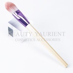 Quality 3tone PBT Hair Cosmetic Foundation Brush Pearl White Wooden Handle wholesale